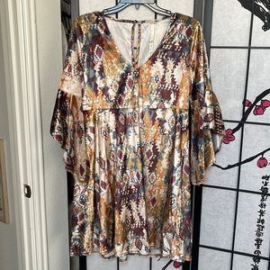 Uncle Frank Boutique Colorful Bohemian Long Sleeve Dress Small